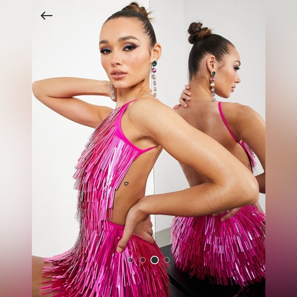 asos edition backless mini dress in sequin shard in pink ASOS EDITION backless mini dress in sequin shard in pink